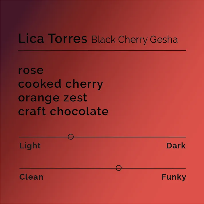 Lica Torres – Black Cherry Gesha — product reference supplied with the Black & White Coffee Roasters listing.