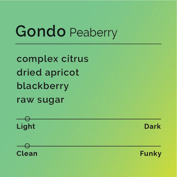 Gondo - Peaberry — product reference supplied with the Black & White Coffee Roasters listing.