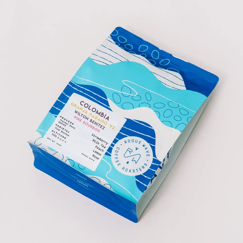 Colombia - Granja Paraiso 92 | Pink Bourbon Thermal Shock Washed 2026 — product reference supplied with the Rogue Wave Coffee listing.