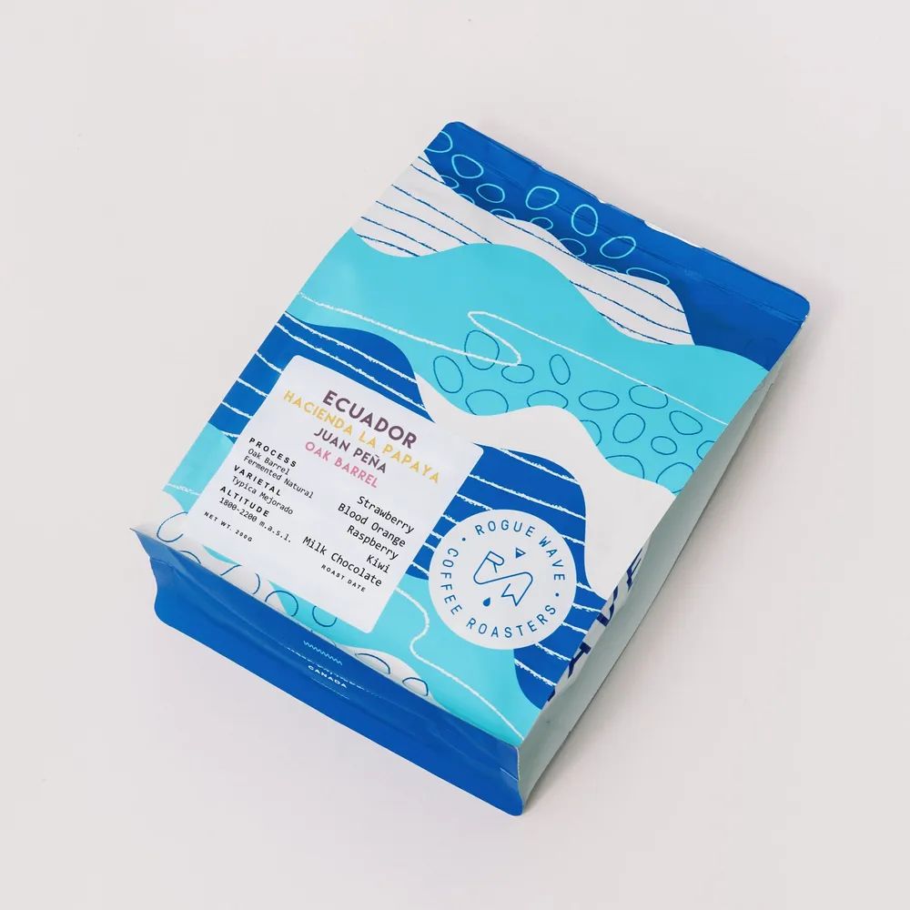 Ecuador - Hacienda La Papaya Typica Mejorado | Oak Barrel Fermented Natural — product reference supplied with the Rogue Wave Coffee listing.